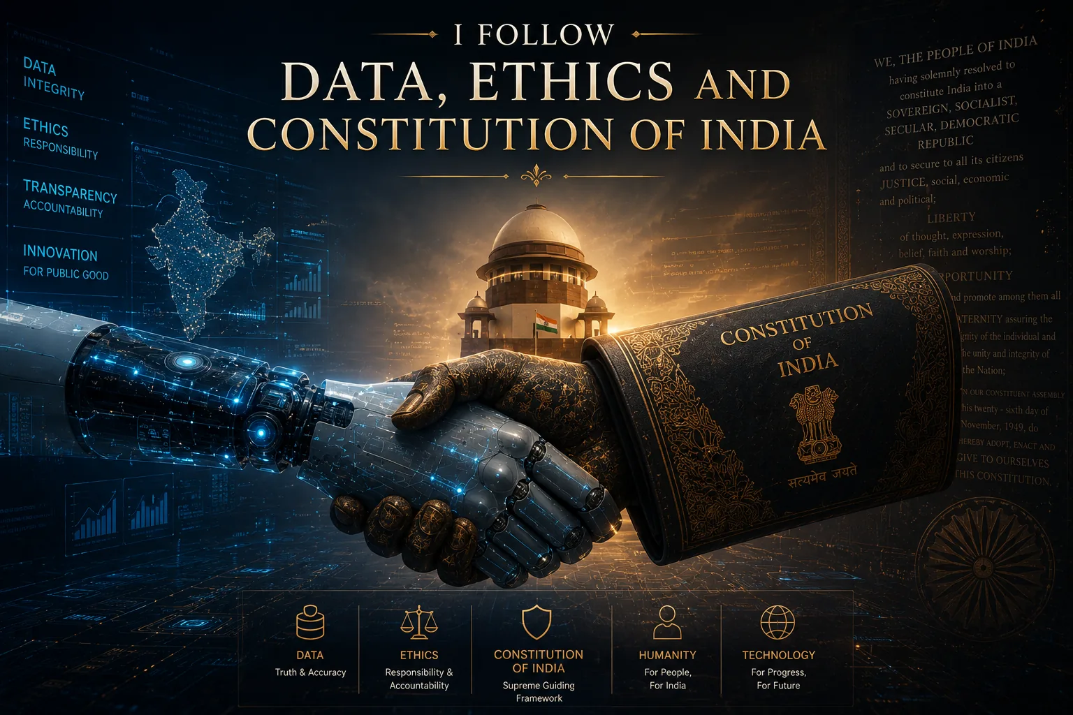Data ethics and Constitution of India publication visual