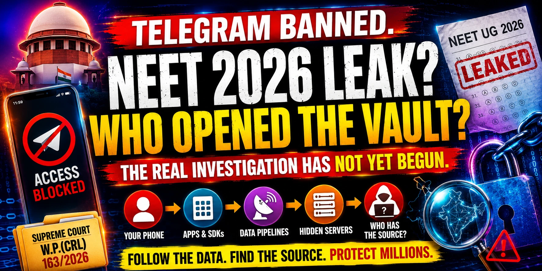 Telegram ban India NEET 2026 investigative analysis cover image